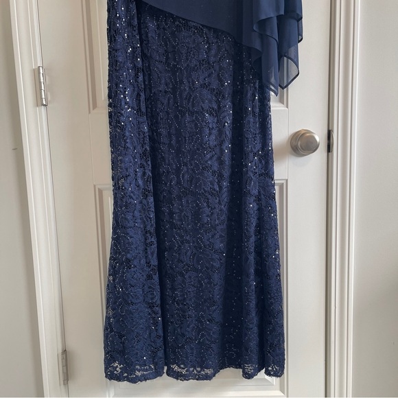 MARINA Asymmetrical Navy Blue Dress - Picture 3 of 8